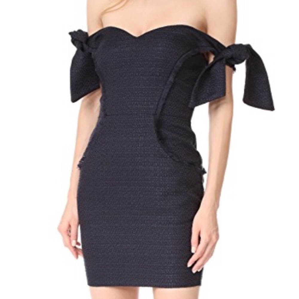 Misha Collection Navy Blue Tweed Dress - Main Image